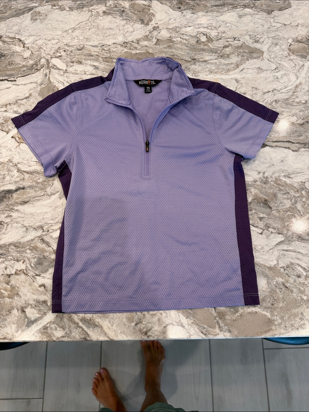 Kerrits Lilac and Deep Purple Short Sleeve Zip-Front Active Top